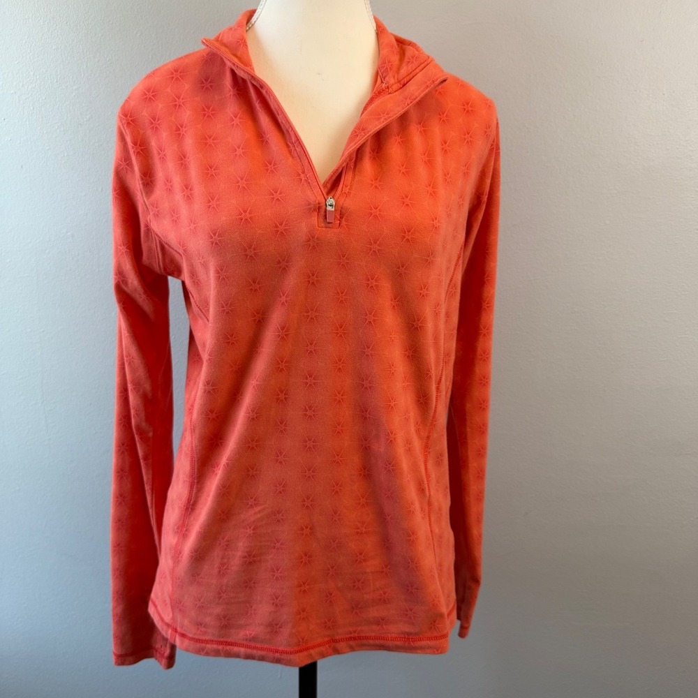 Tasc Performance Womens Bamboo Quarter Zip Pullover Coral Star Bright Medium